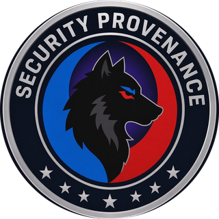 Security Provenance seal: a wolf set against blue, violet, and red, ringed by stars